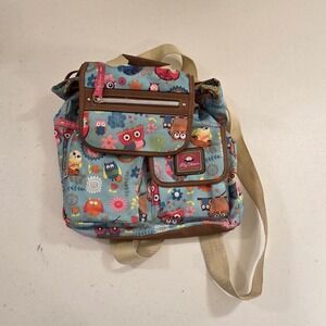 Lily Bloom Blue Owl Floral Print Backpack Eco Friendly Recycled Karma Bloom Bag
